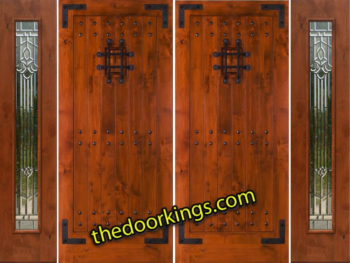 sw70 knotty alder double door with two mystic sidelites